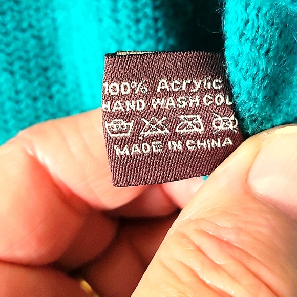 Donna Diosa Teal Layered Ruffle Knit Batwing Cardigan Sweater Size OS - Picture 3 of 8